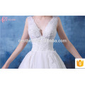 China Custom Made Suzhou Sequined Lace Sexy Deep V White One Wedding Dress 2017